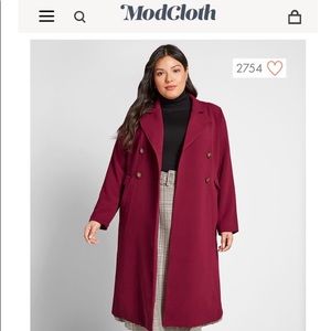 ModCloth “Along for the Ride Crepe Coat” size 2X